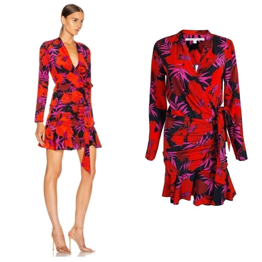 Veronica Beard Lorina Multi Poppy Floral Silk Dress